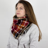 Wilderspin Scarves Faux Fur and Flannel Neck Wrap Scarf with Front Pocket Orange/Berry/Black Plaid Red Fox Fur Pocket Scarf