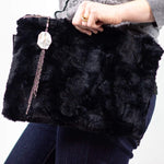 Wilderspin Scarves Faux Fur Clutch and Cross Body Bag Furry Black Purse | Faux Fur Black Purse