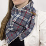 Wilderspin Scarves Faux Fur and Flannel Neck Wrap Scarf with Front Pocket Americana Plaid Silver Faux Fox Fur Pocket Scarf