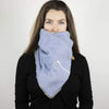 Wilderspin Scarves Faux Fur and Flannel Neck Wrap Scarf with Front Pocket Light Blue Herringbone Silver Fox Fur Pocket Scarf