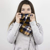 Wilderspin Scarves Faux Fur and Flannel Neck Wrap Scarf with Front Pocket Navy/Maize Plaid Red Wolf Fur Pocket Scarf