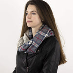 Wilderspin Scarves Faux Fur and Flannel Twisted Infinity Scarf Americana Plaid Silver Fox Faux Fur &  Flannel