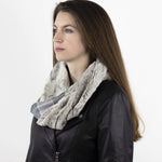 Wilderspin Scarves Faux Fur and Flannel Twisted Infinity Scarf Light Gray Silver Fox Fur Faux Fur & Flannel