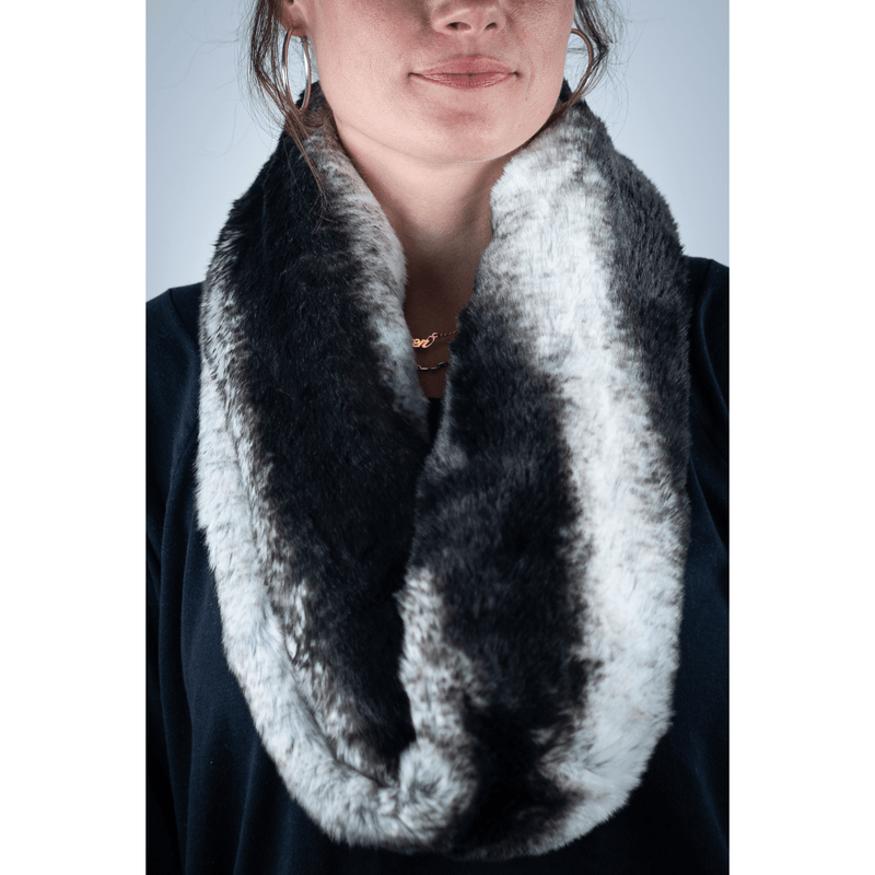 Wilderspin Scarves Faux Fur and Flannel Twisted Infinity Scarf Wilderspin Chinchilla Infinity Print Statement Scarf