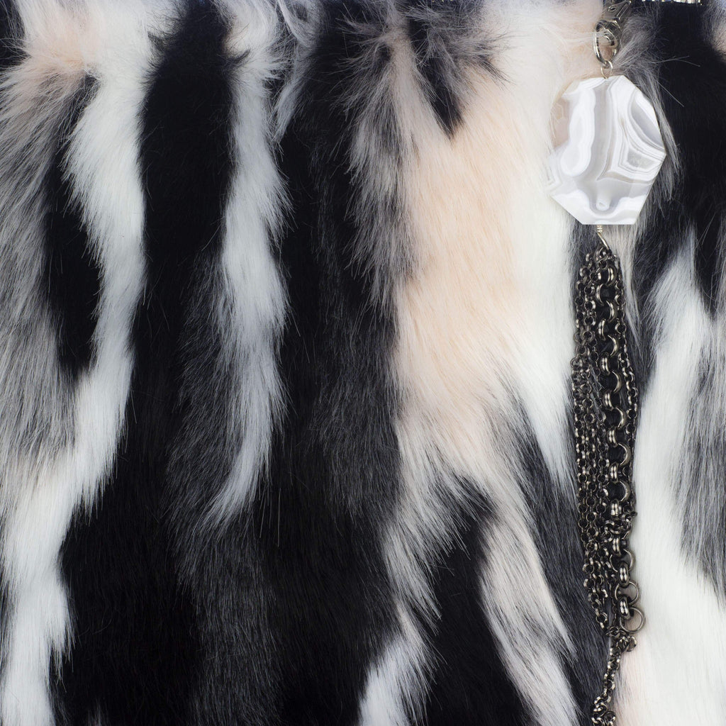 Jessy Faux Fur Handbag in Black/white | ikrush