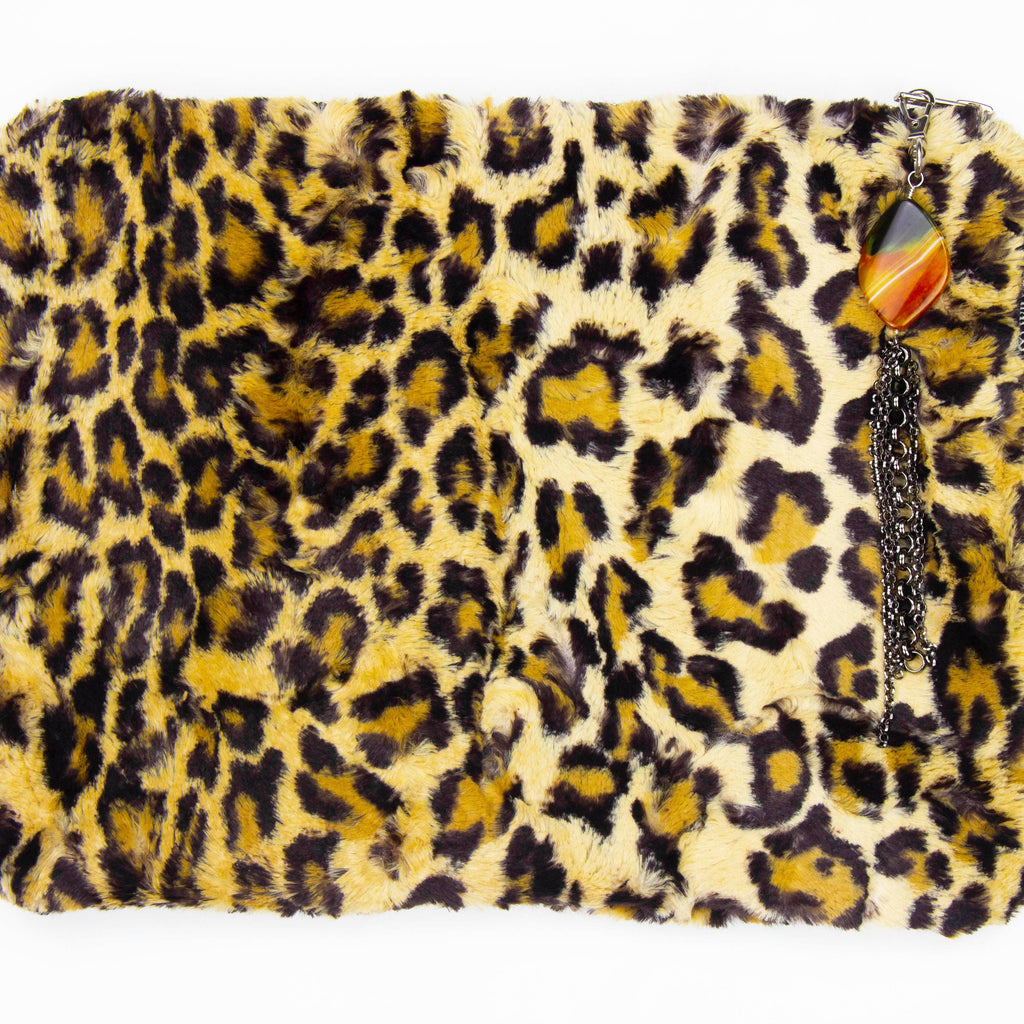 Wilderspin Scarves Faux Fur Clutch and Cross Body Bag Sand Leopard Faux Fur Clutch
