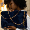 Wilderspin Scarves Faux Fur Clutch and Cross Body Bag Wilderspin Clutch Bag, Deep Blue Faux Fur
