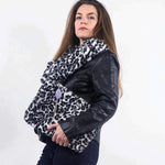 Wilderspin Scarves Faux Fur Scarf and Clutch Bag Combination Set Black/White Leopard Combination Set